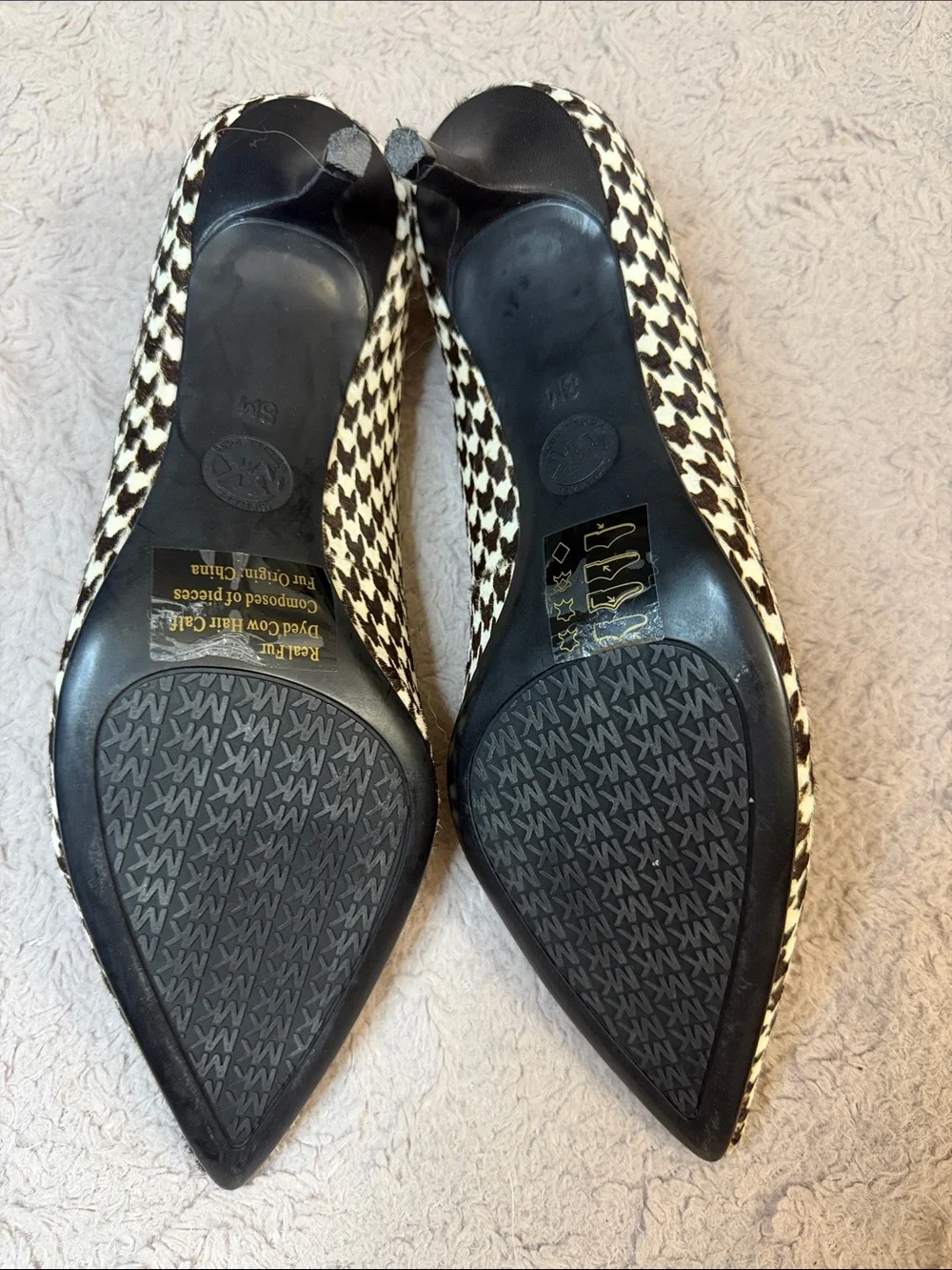 MICHAEL Michael Kors Black & White Houndstooth Pointed Toe Flats
